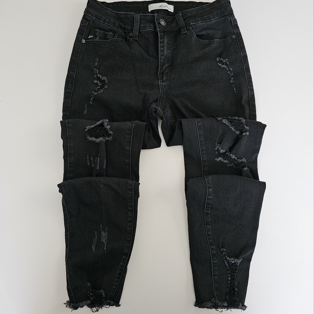 Kancan Black Hazy Mid Rise Ankle Skinny Jeans Size 7/27 - Picture 5 of 12